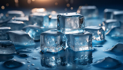 Melting ice cubes, generative ai