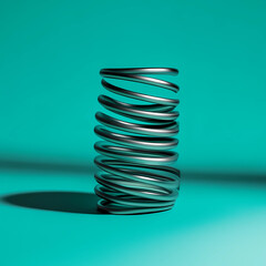 Metal Spring with Gradient Teal Background