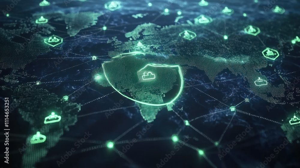 Aufkleber Global Network Security Shield Protecting Digital Assets