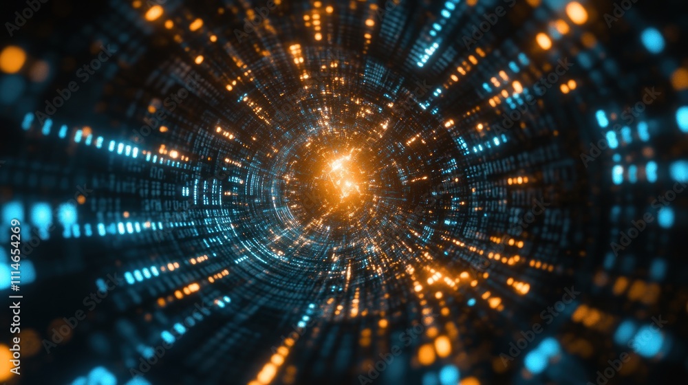 Poster Abstract Digital Tunnel Of Light And Data Streams
