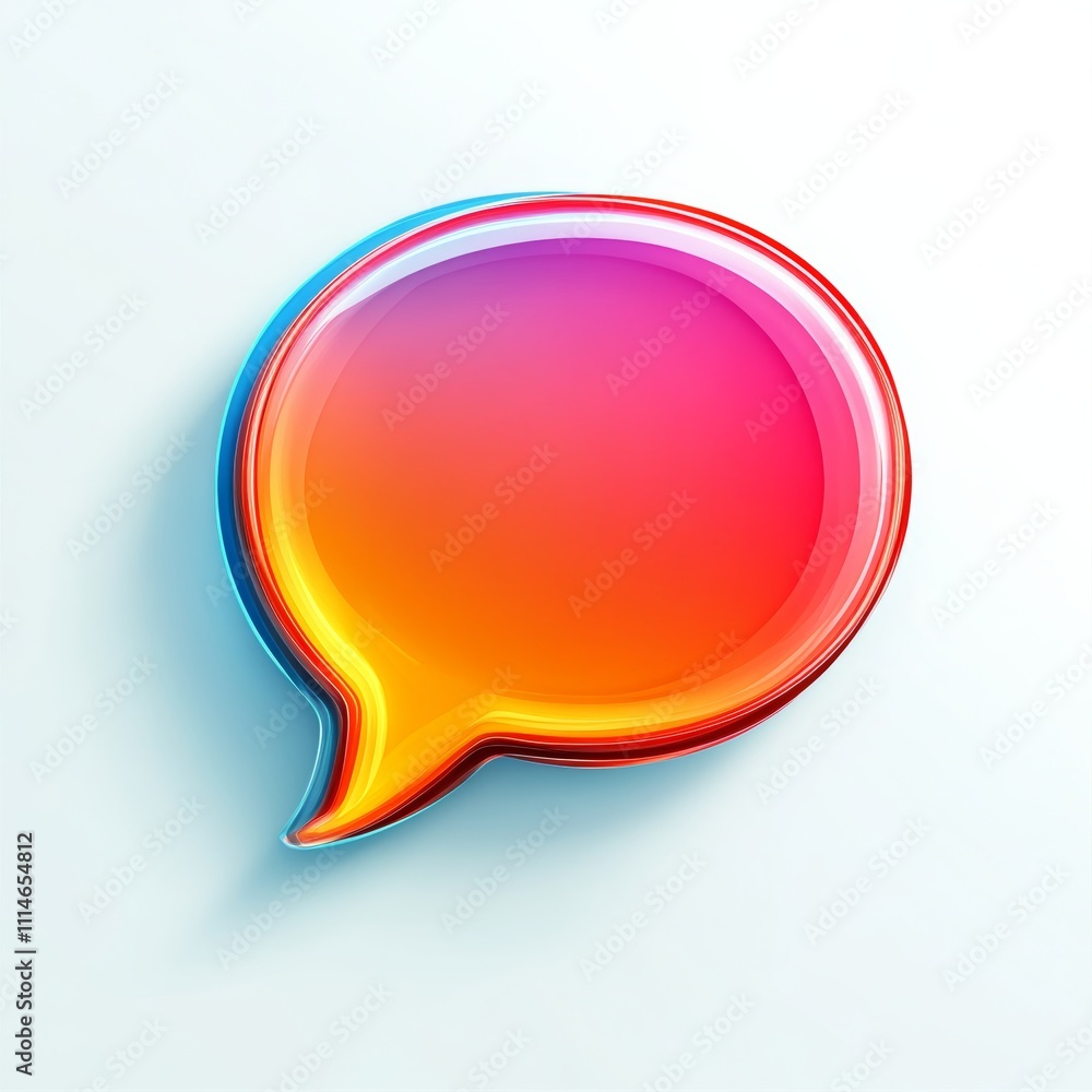 Poster single speech bubble icon with a glossy finish and soft shadow for a modern look