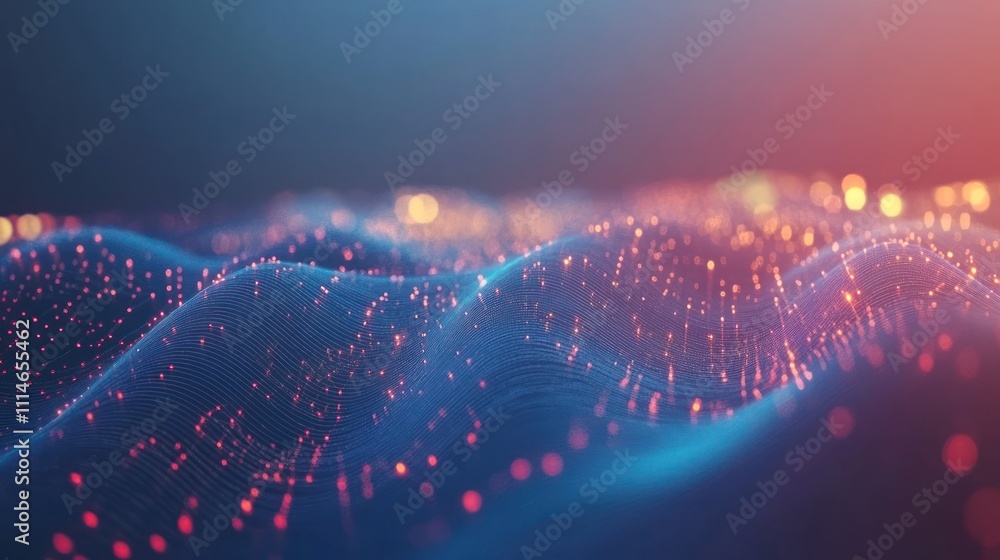 Poster abstract digital waveform glowing lightscape