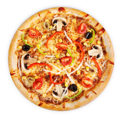 pizza with mushrooms and vegetables