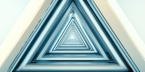 Obraz premium Abstract Triangular Tunnel Design Featuring Blue And White Hues