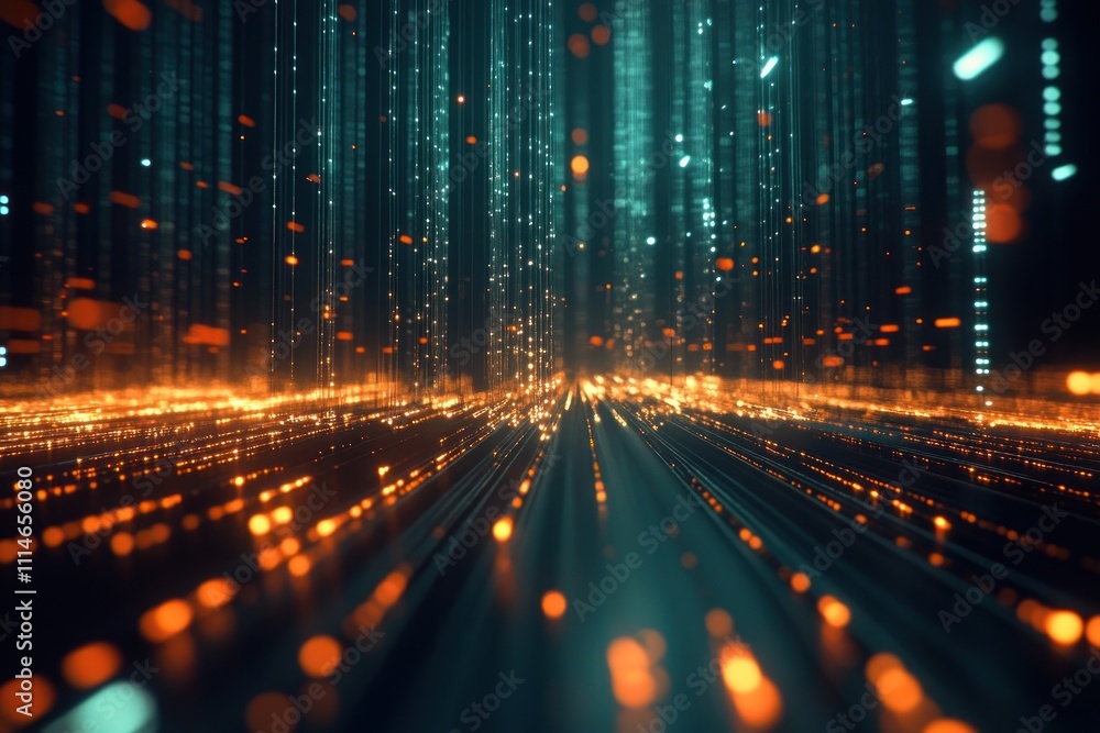 Poster Abstract Digital Data Stream Visualization Showing Light Trails