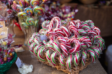 candy canes in a basket