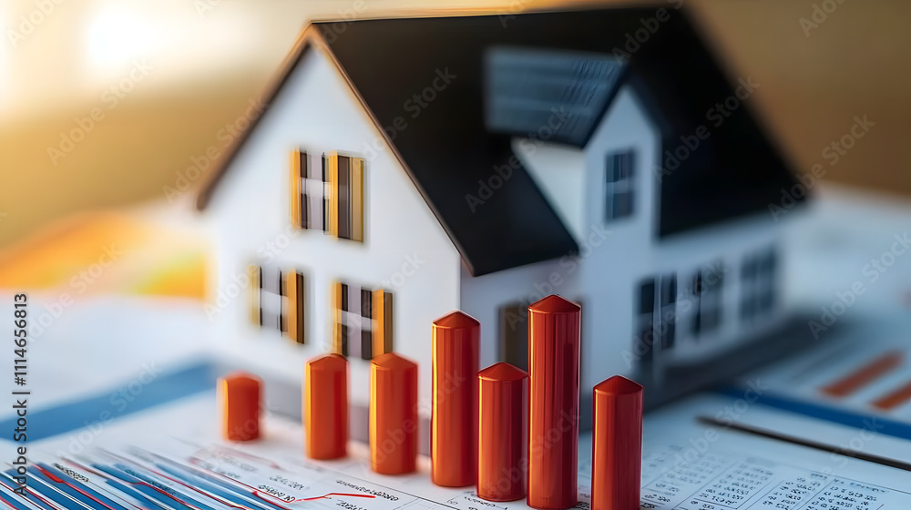 Poster real estate market trends analyzing growth patterns in property values through graphical data repres