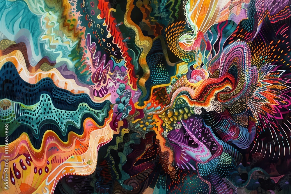 Leinwandbilder vibrant abstract artwork showcasing dynamic colors and intricate patterns in a cosmic swirl at an ar