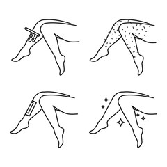 Woman legs hair removal waxing clean icon symbol art design vector