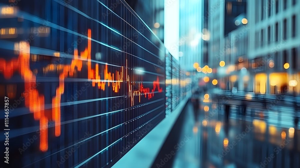 Poster dynamic stock market graph displaying financial trends and growth, showcasing data visualization in 
