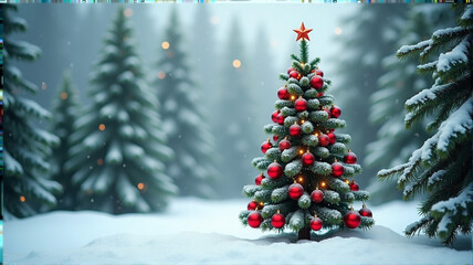 Obraz premium christmas tree with snow