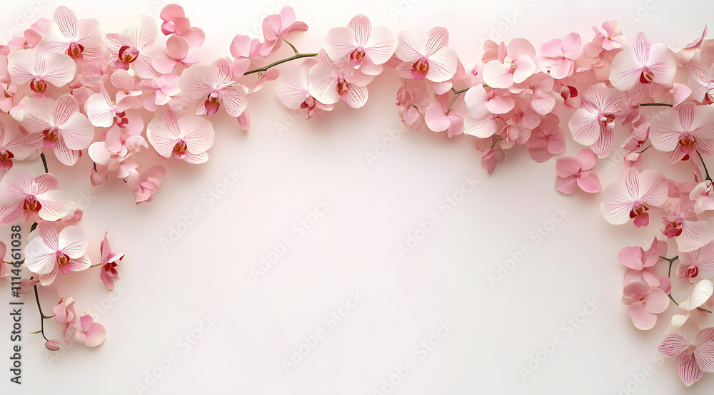 Poster a simple, minimal orchid border featuring small clusters or individual orchids placed subtly along t