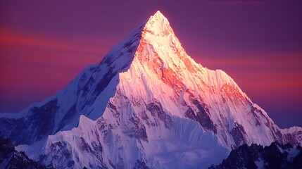 Obraz premium Majestic Snow Capped Mountain Peak at Sunset