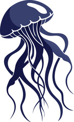 Jellyfish silhouette vector isolated on white background