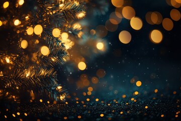 Soft gold bokeh on a dark background, creating an elegant, glowing ambiance with gentle blur.