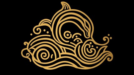 Abstract Gold Swirling Pattern on a Black Background