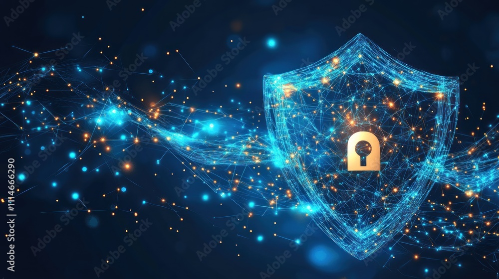 Poster Digital Shield Network Security Abstract Concept