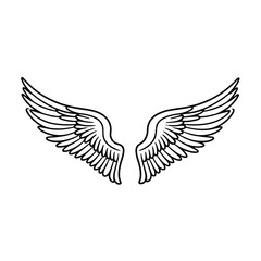 Obraz premium Vector outline wings on white background