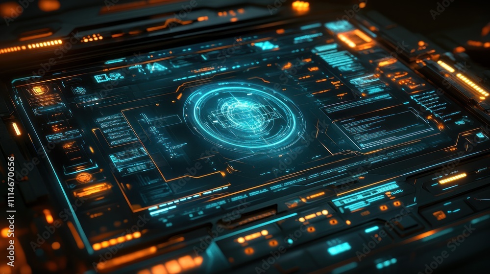 Aufkleber Futuristic Technology Interface Display Screen Showing Data