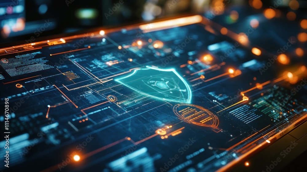 Aufkleber Digital Shield Protecting Data Network Security System