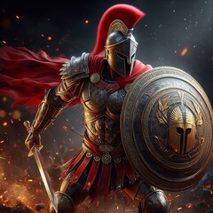 Roman soldier illustration, art, design, Generative Ai.