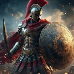 Roman soldier illustration, art, design, Generative Ai.