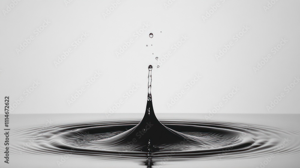Poster water drop impacting still surface creating ripples