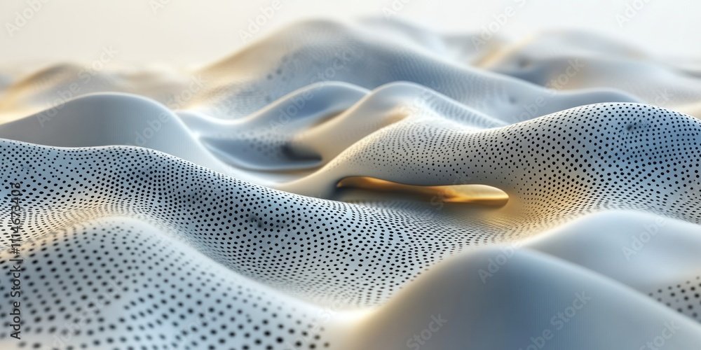 Poster abstract white perforated surface with wavelike forms