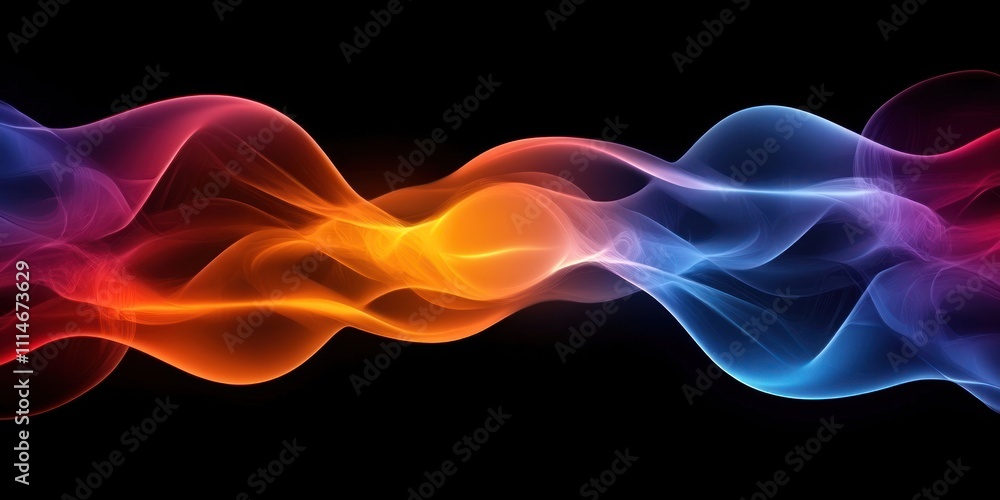 Poster abstract colorful waves flowing in dark space