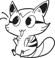 Playful kawaii kitty doodle art outline vector isolated on white background