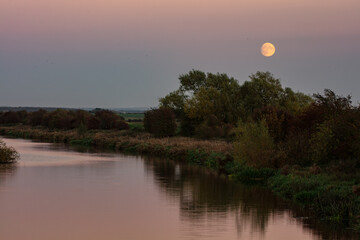 moonrise over river witham in lincoln uk