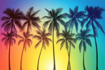 Naklejka premium Silhouetted Palm Trees at Sunset Tropical Paradise