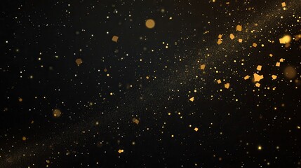 Fototapeta premium background with glowing golden particles on a dark black night sky