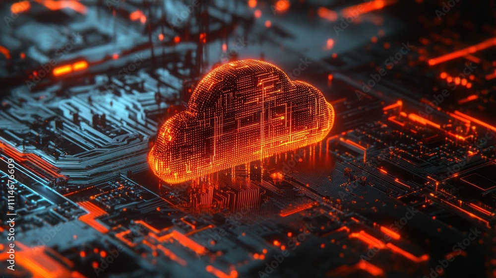 Aufkleber Digital Cloud Computing Network Infrastructure System
