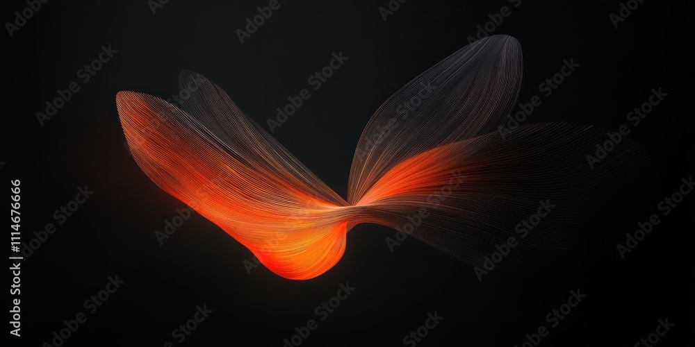 Poster abstract orange light trails form elegant swirling shape