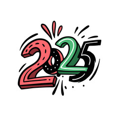 A creative and vibrant 2025 illustration featuring fun colors and dynamic elements throughout