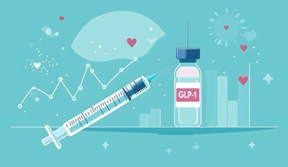 A medical syringe and vial labeled with GLP-1, indicating pharmaceutical importance in healthcare.