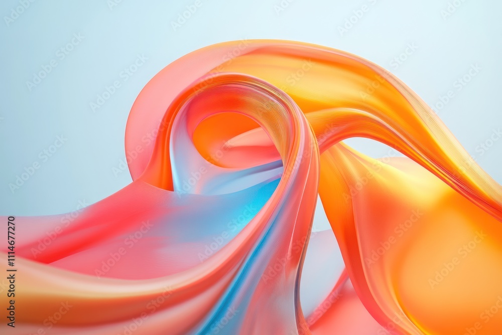 Poster Abstract swirling orange and pink fluid forms