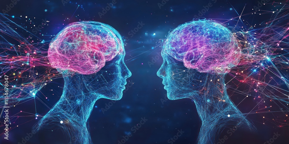 Aufkleber two networked brains communicate through space