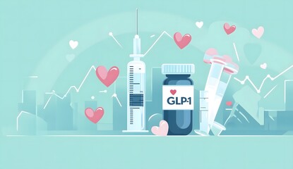 A medical syringe and vial featuring GLP-1, showcasing its role in modern healthcare and pharmaceutical treatments.