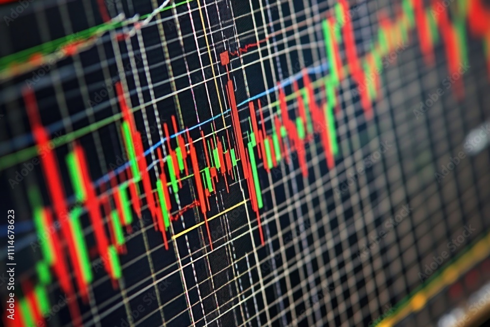 Poster colorful stock market data display chart