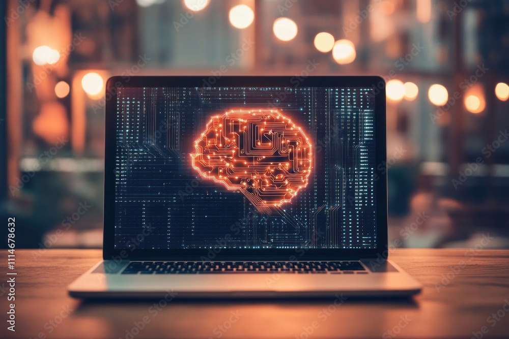 Aufkleber Laptop Displaying Circuit Brain Artificial Intelligence