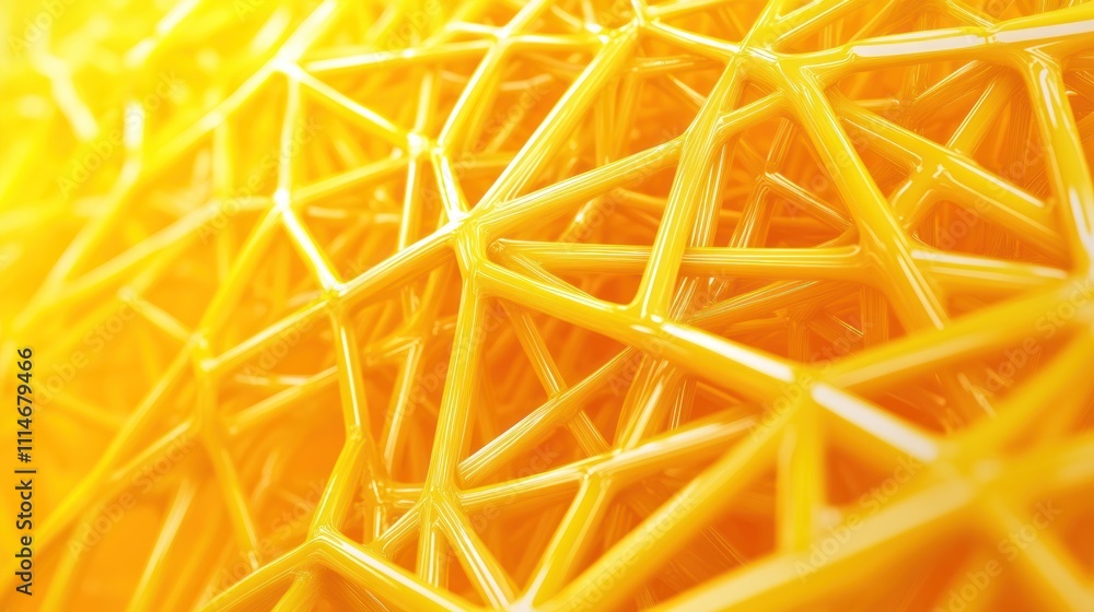 Aufkleber Abstract Yellow Interconnected Lines Forming a Complex Structure