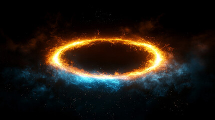Fototapeta premium Fiery Cosmic Ring Abstract Nebula Space Fire Energy Galaxy