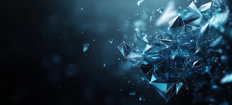 A blue background with a lot of broken glass