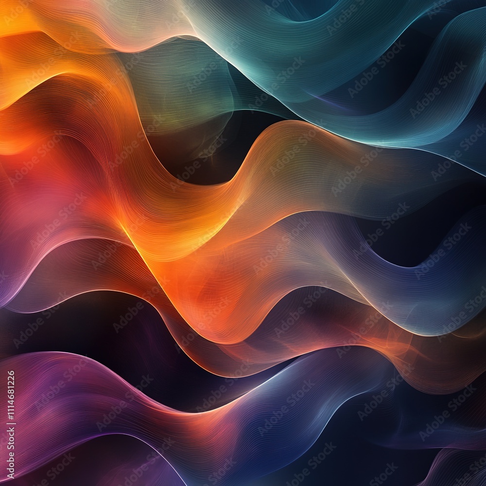 Poster dynamic waves of color and light abstract background graphic design digital art creative perspective