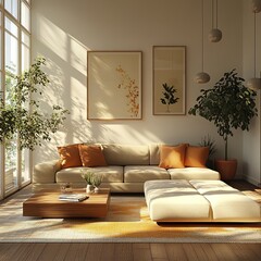 Cozy living room relaxation modern home interior design natural light aesthetic view comfort concept