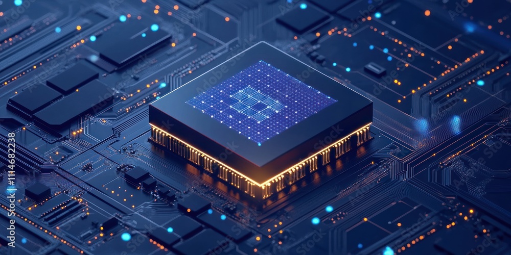 Poster Modern Computer Processor on Circuit Board Technology