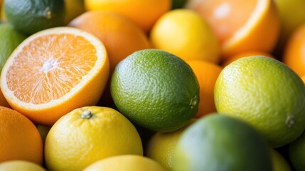 A Colorful Collection Of Citrus Fruits Oranges And Limes