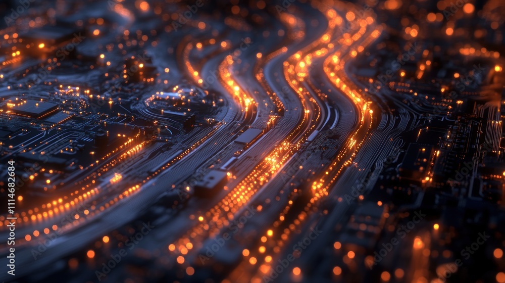 Poster illuminated circuit board abstract technology design